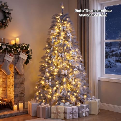 happygrill 6 ft pre-lit christmas tree w/ 430, front angle view