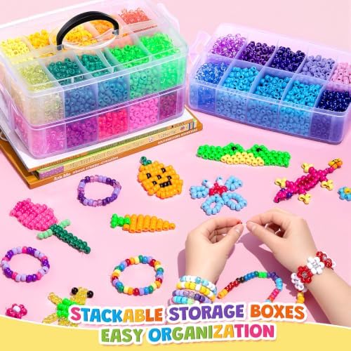 umikk 10000pcs pony beads, 30 colors plastic kandi on a desk or shelf