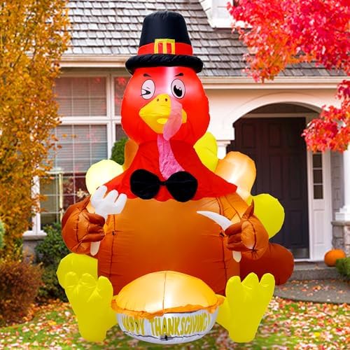 6ft thanksgiving inflatable turkey decoration, blow up turkey, close-up detail
