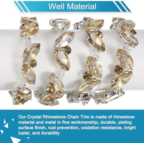 uxcell 3 yards rhinestone chain trim - 10mm, side view