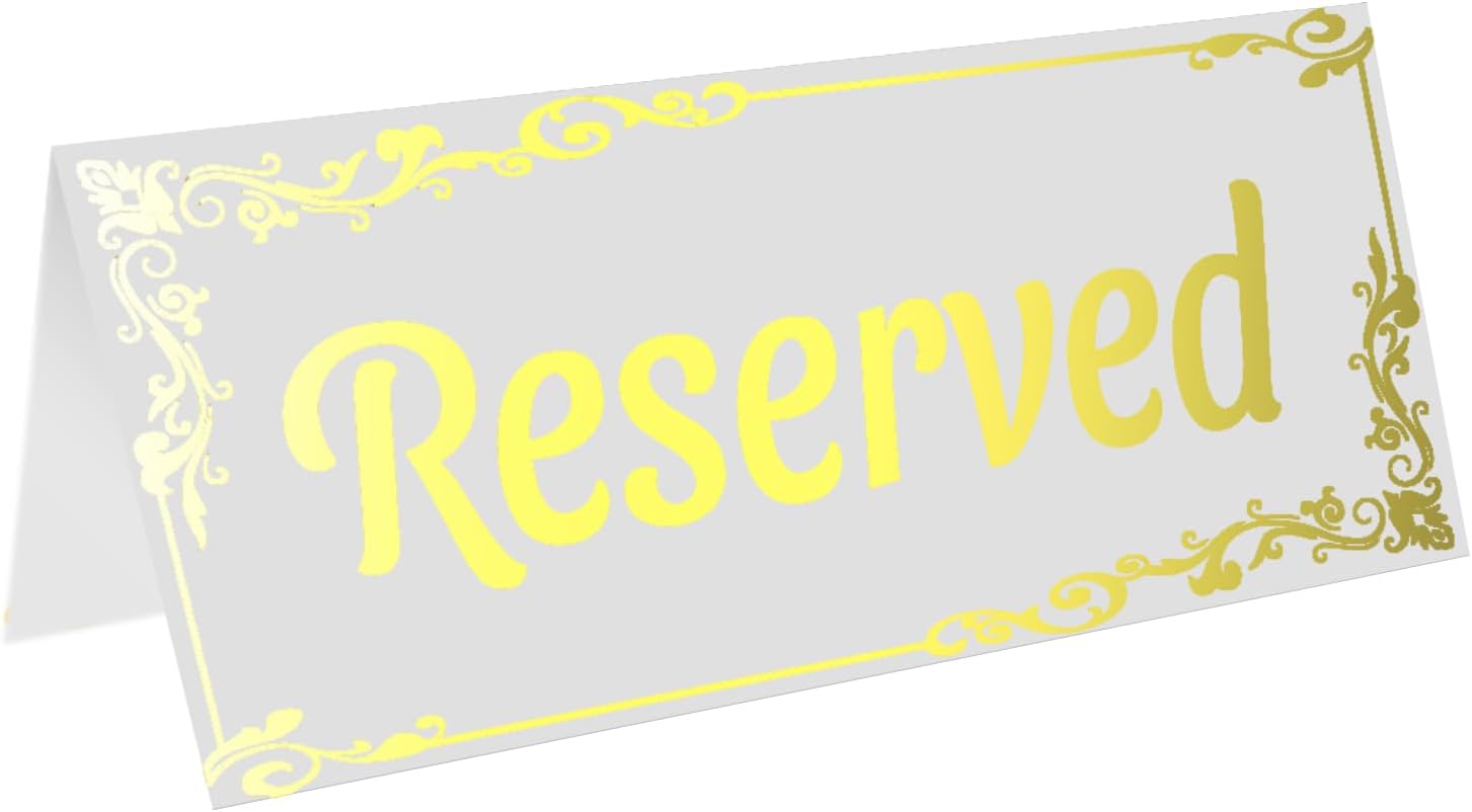 20 Pack Gold Reserved Table Signs for Wedding Party Restaurant-Double Sided Gold Reserved Signs for Tables Chairs
