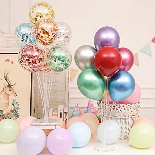 LANGXUN 28" Height Table Balloon Stand Kit for Birthday Party Wedding Decorations, Balloons Arch Kit for Graduation Party and Christmas Balloon Decorations (6 Pack)
