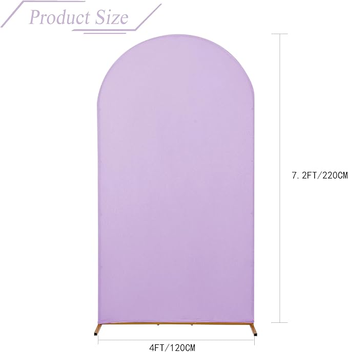 bricia Wedding Arch Backdrop Stand Cover, 7.2FT Double Sided Stretchy Arch Cover Fitted Wedding Birthday Party Banquet Decoration (Lavender 86.4''Lx48''W)