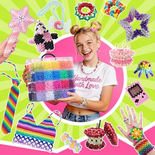 simetufy 14000pcs pony beads bulk, 40 colors for, close-up detail