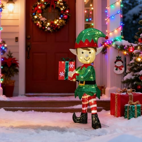 hausse lighted christmas outdoor decor, 38" height pre-lit showing dimensions