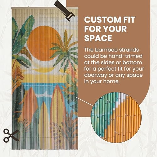 summer vibe beaded bamboo curtain for doorway 35.4", side view