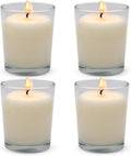 Set of 4 White Votive Candles, Clear Glass Filled Unscented Soy Wax Candle for Home Décor Weddings Spa Holidays Party and DIY