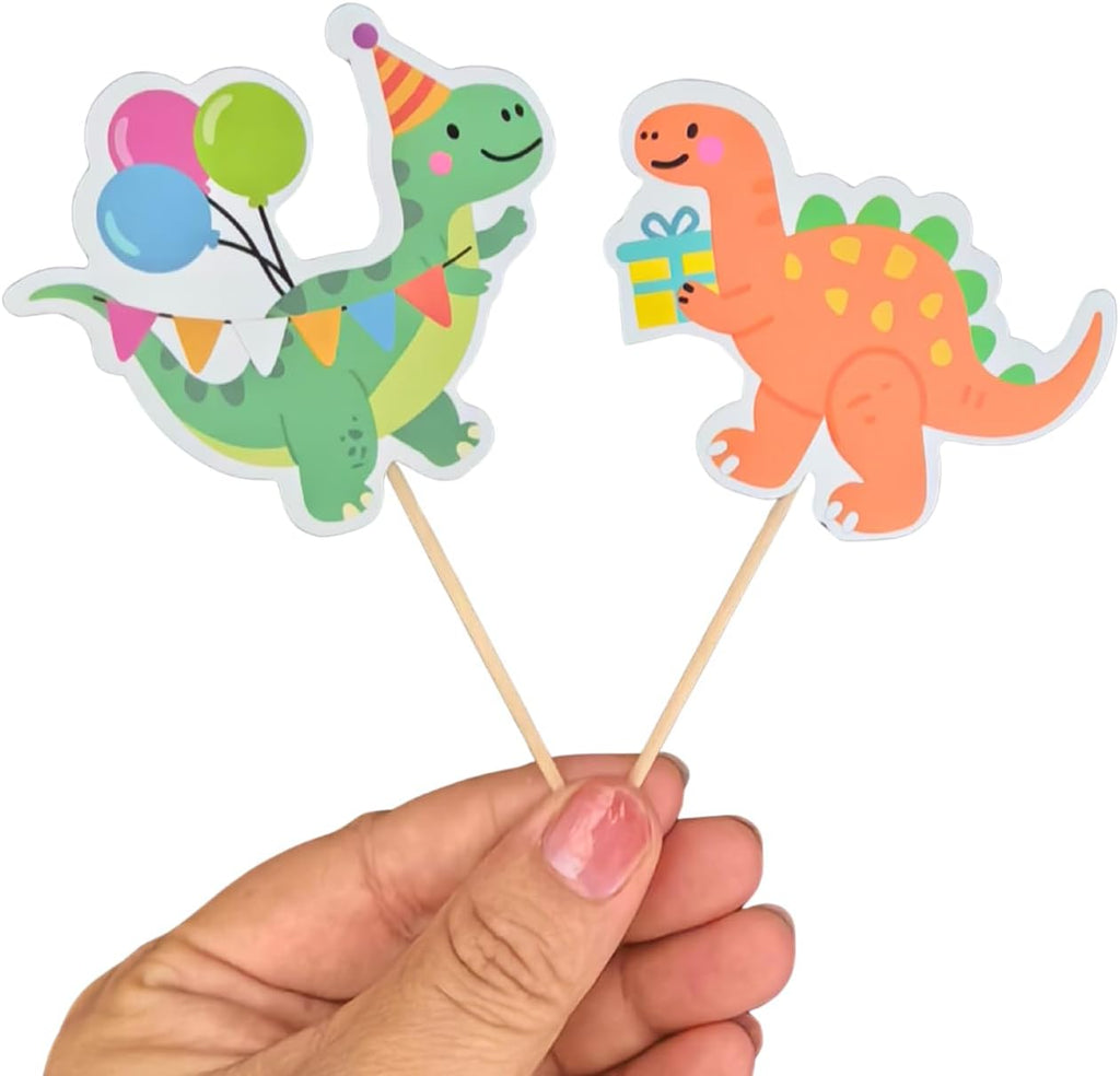 ALISSAR 36 Pcs Dinosaur Cupcake Toppers, Dino Cake Toppers for Birthday Party Decor, Baby Shower, Rex Theme - Dinosaur Cake Decorations, Dino Party Supplies