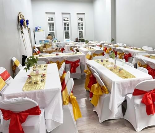 Satin Chair Sashes Bows 50 Pack Universal Polyester Chair Ribbons for Wedding Anniversary Retirement Party Birthday Engagement Banquet Graduation Outdoor Events Decor (Ivory, 50 pcs)