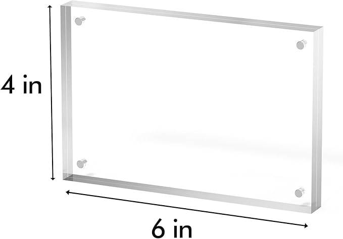 4x6 Acrylic Picture Frame 5 Pack, Clear Freestanding Double Sided Frameless Magnetic Photo Frames, Desktop Display Decor Gift