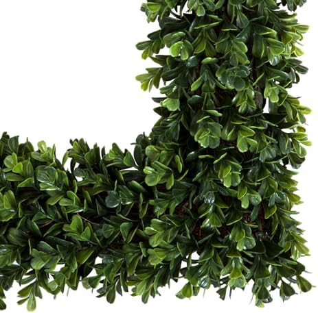 pure garden square boxwood wreath for front door, front angle view