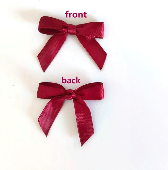 50pcs 1-1/2" Burgundy Satin Ribbon Bows Without Twist Ties Giant Bows for Christmas Holiday Gift Packing&Wrapping (Burgundy)