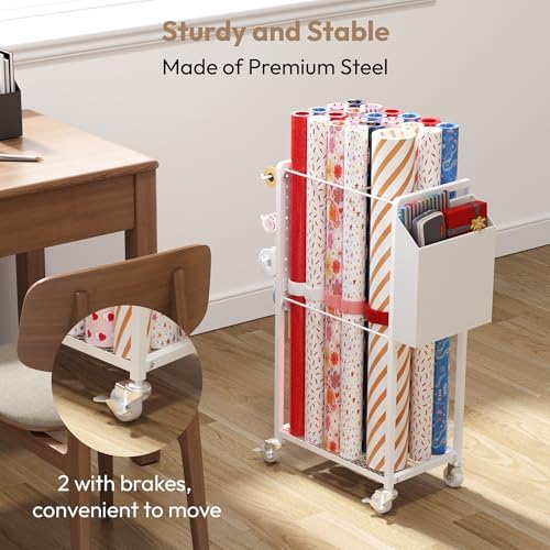 wrapping paper storage cart station with 12pcs slap, package contents