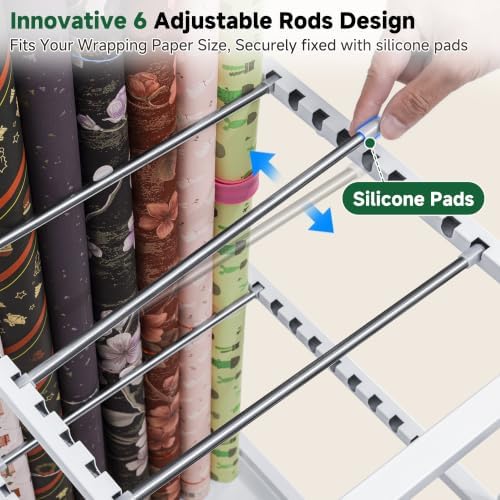 aquzee wrapping paper storage, wrapping paper cart with, side view