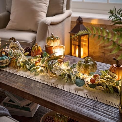 valery madelyn 6ft fall garland for mantle with, front angle view