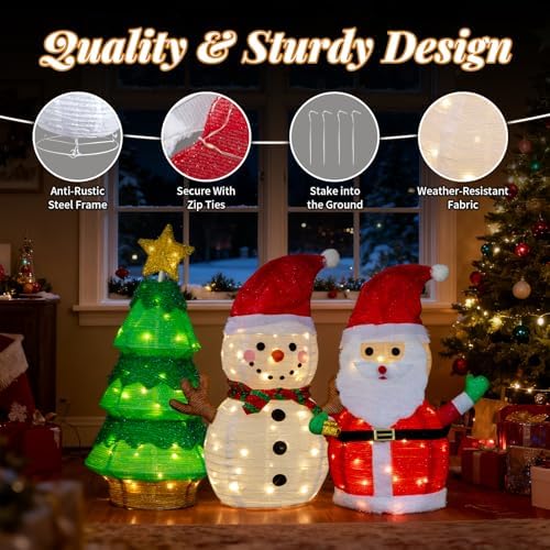 vingli 3 pack 30" 30 inch lighted snowman, side view