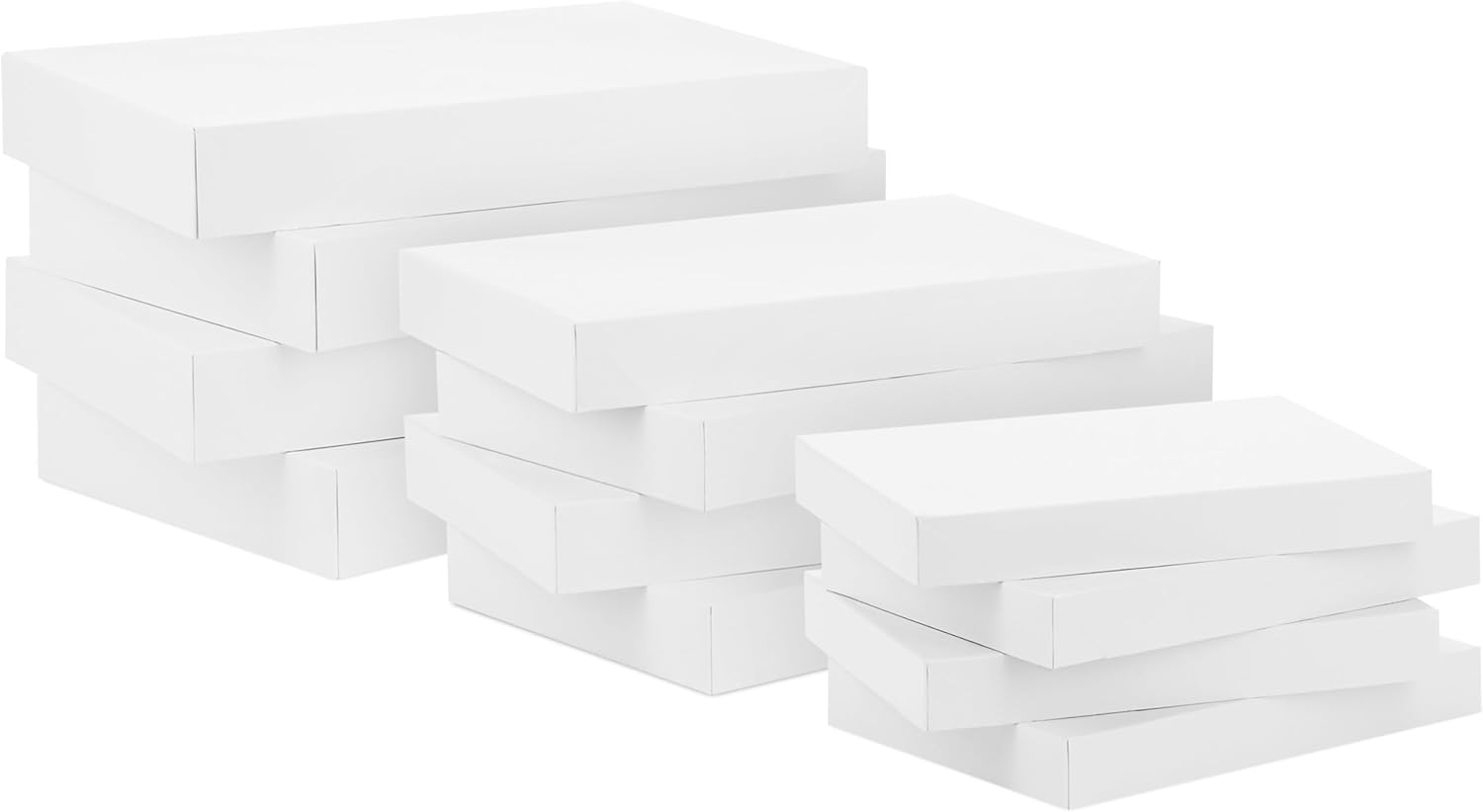 Hallmark White Gift Boxes, Assorted Sizes (12 Boxes with Lids: 4 Small 11", 4 Medium 14", 4 Large 16") for Valentine's Day, Birthdays, Mother's Day, Baby Showers and More