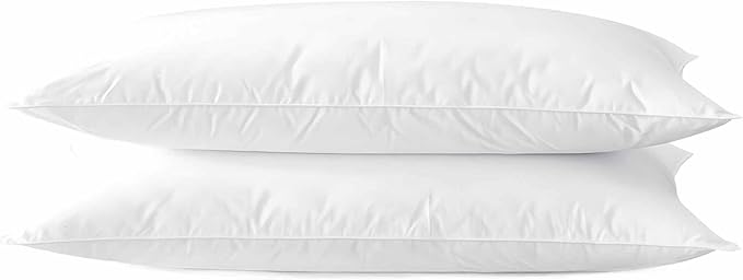 Ultra Thin Flat Soft Bed Pillows Standard Size Set of 2 Pack for Sleeping 20"x26", Hypoallergenic Skin Friendly Machine Washable