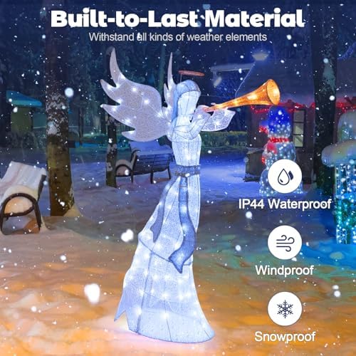 tangkula 5 ft christmas lighted angel with trumpet, package contents