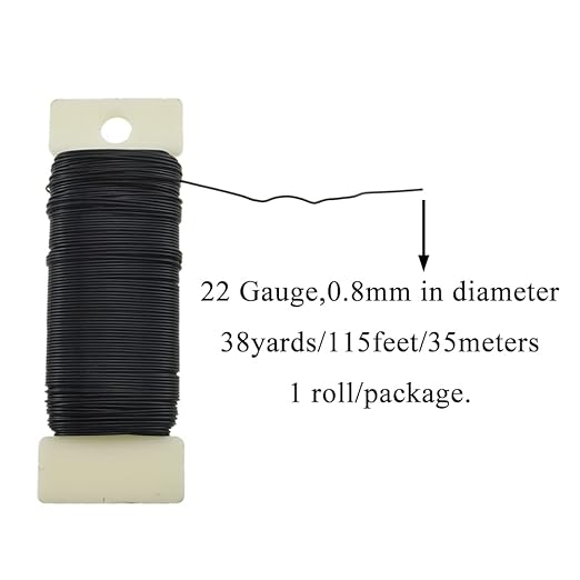 HAHIYO 22Gauge Black Wire - 1Roll, 38Yards (115Feet) Flexible Floral Wire for Crafts, Christmas Wreaths, Tree & Flower Arrangement, Wedding DIY
