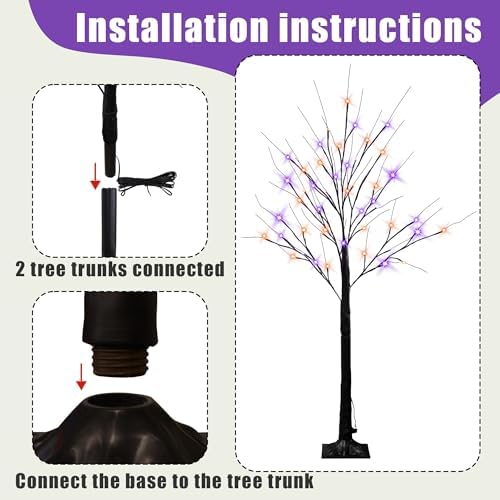 dazzle bright 2 pack halloween lighted up birch showing dimensions