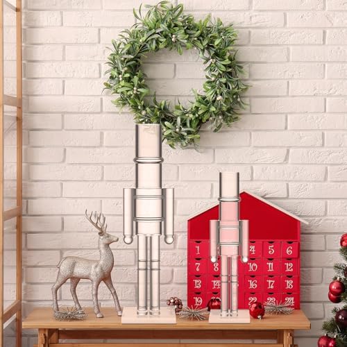 thyle 2 pack acrylic christmas nutcracker set, clear on a desk or shelf