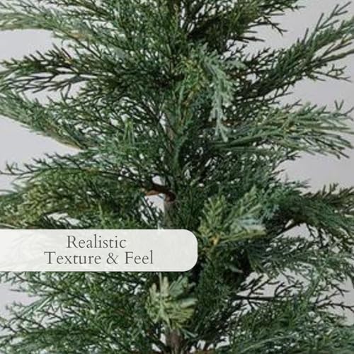 cg hunter, faux evergreen cedar trees, set of, close-up detail