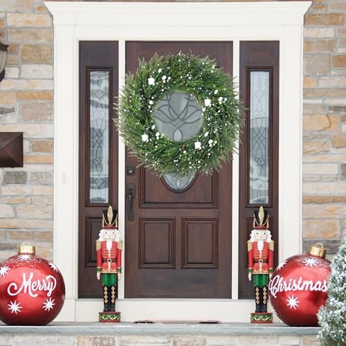 30" norfolk pine wreaths for front door,christmas cedar, front angle view
