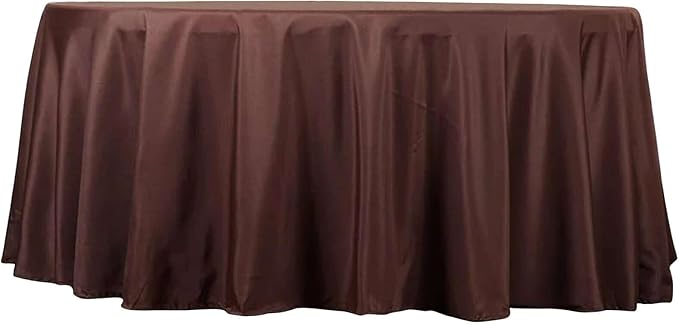 Efavormart Round Tablecloth, 132 Inch Stain & Wrinkle Resistant Washable Table Cloth, Decorative Polyester Fabric Table Cover for Banquet, Wedding, Dining- Chocolate
