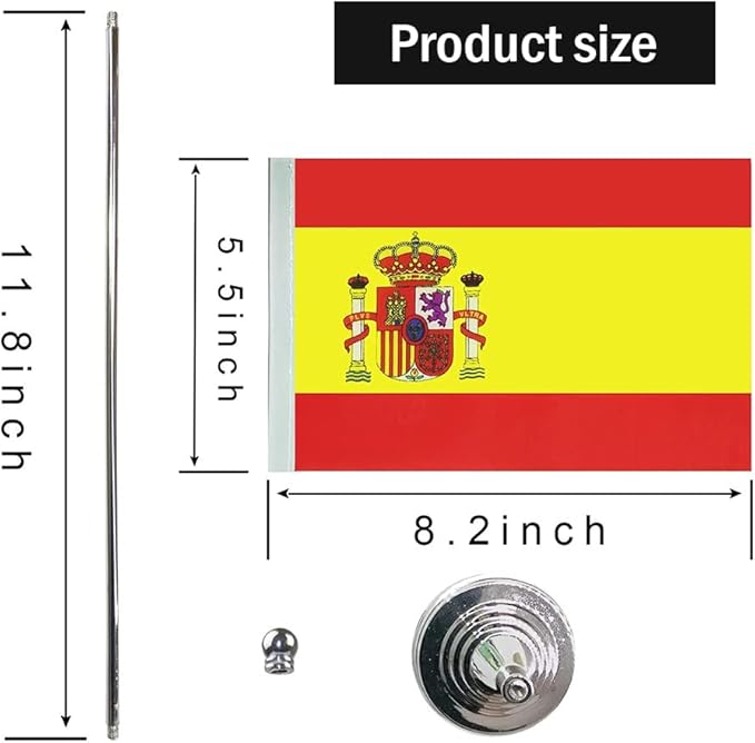 Spain Flag Spanish Flags, Small Mini Spanish Desk Flag, Used for Table Office Classroom Home Patriotic Events Decorations