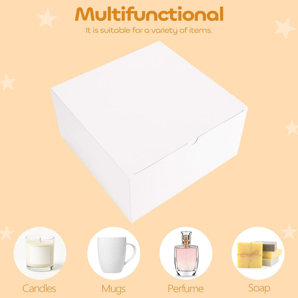 Frantis 12 Pack White Gift Boxes, 8x8x4in Gift Box with Lids, DIY Bridesmaid Proposal Box, Recyclable,Foldable Box for Wedding, Party Favors