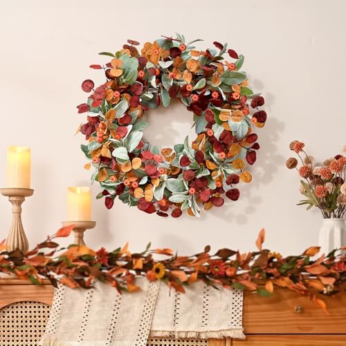 waipfaru fall decor, 22 inch fall wreaths for shown in use