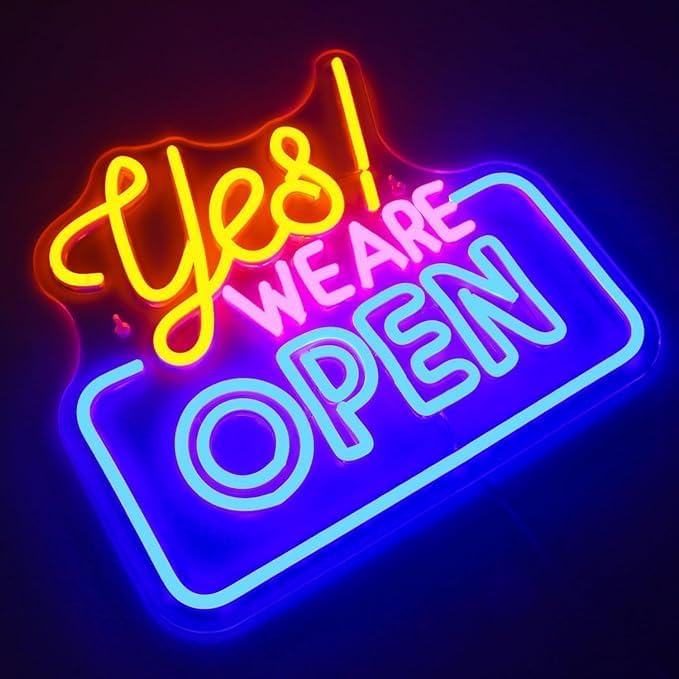Ineonlife Open Neon Signs,Bright Led Light High Visibility Advertisement Board Electric Display Sign Walls Window Door Bar Shop Coffee Salon Hotel Store(USB Powered/13.4 * 11.8 in)