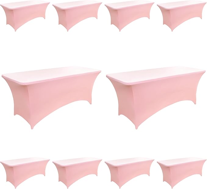10-Pack 6ft Spandex Table Covers for Rectangle Standard Folding Tables - Wrinkle Resistant Stretch Tablecloths - Ultimate Fitted Table Protector for Parties, Banquet, Wedding