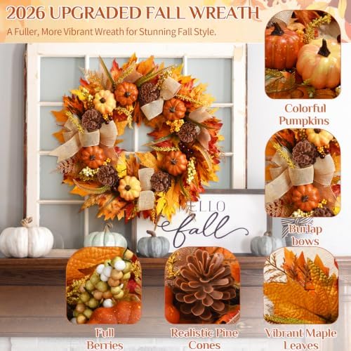 fall wreaths for front door outside, fall door showing dimensions