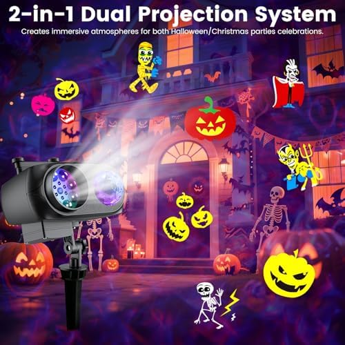 Halloween Christmas Projector Lights Outdoor，LED Projector Lights,2-in-1 Dual...