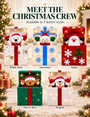 christmas decorations outdoor, lighted pop-up snowman gift box, view 9