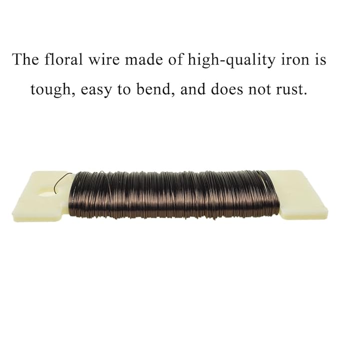 HAHIYO 26Gauge Coffee Color Metal Floral Wire - 1 Roll, 38 Yards (115 Feet) - Flexible Paddle Wire for Craft, Christmas Wreath, Flower Arrangement, Bouquet Wrapping, Wedding, DIY