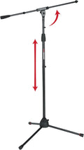 Gator Frameworks Standard Tripod Microphone Stand with Boom Arm,3/8" and 5/8" Adapters, (GFW-MIC-2010)