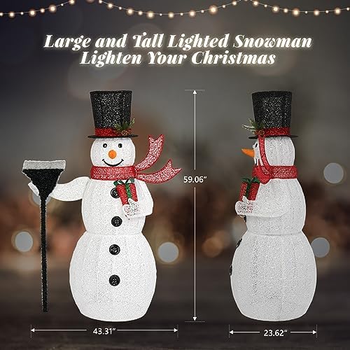 vingli 5ft outdoor snowman christmas decorations, lighted outdoor on a desk or shelf