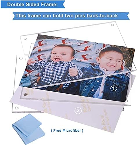 8x8 Acrylic Picture Frame Clear Double Sided Magnetic Picture Frame Desktop Display with Photo Frame Support Stand Best Gift for Family, Baby, Document Photo Frames- Free Soft Microfiber