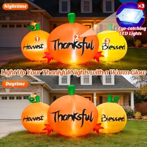 danxilu 8 ft fall pumpkin trio inflatable thanksgiving showing dimensions