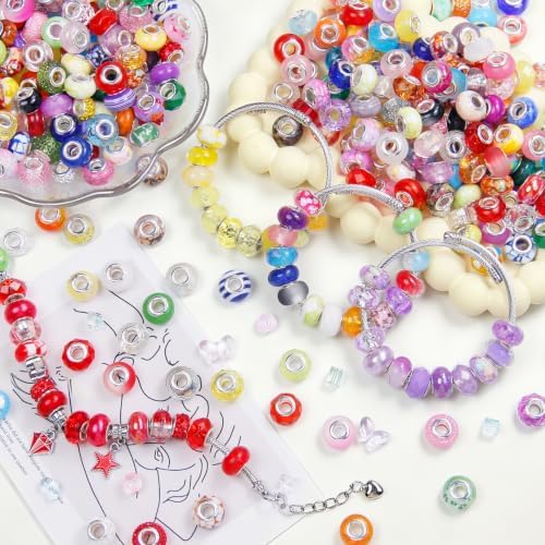european craft beads large hole spacer beads, assorted, side view