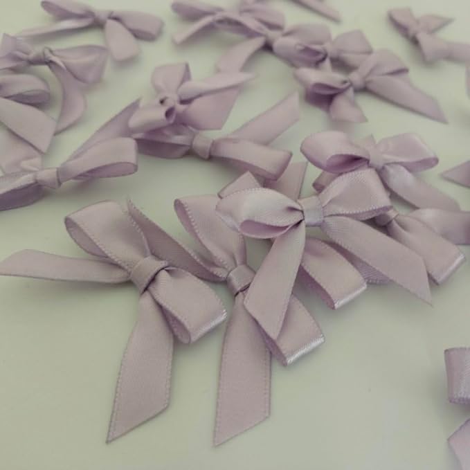 50pcs 1-1/2" Lavender Satin Ribbon Bows with Twist Ties Mini Ribbon Bows for Candy Partiy Decoration Gift Packing&Wrapping Accessoried(Lavender)