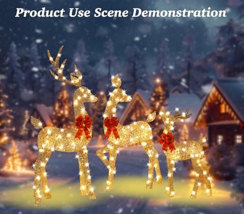 48 inch 2.5d gold lighted christmas deer decorations, view 9