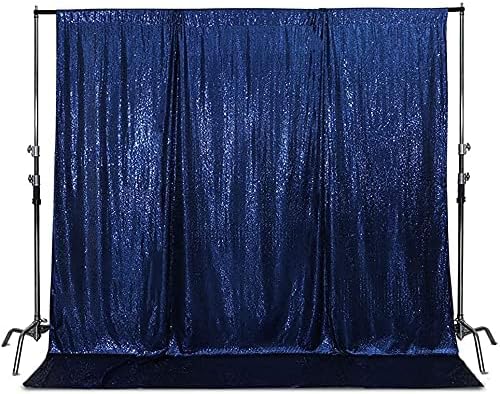 Poise3EHome 7Ft x 7Ft Navy Blue Sequin Backdrop, Glitter Thick Satin Sequin Background Drapes, Sequence Xmas Thanksgiving Backdrop for Wedding Party Holiday Festival Decor