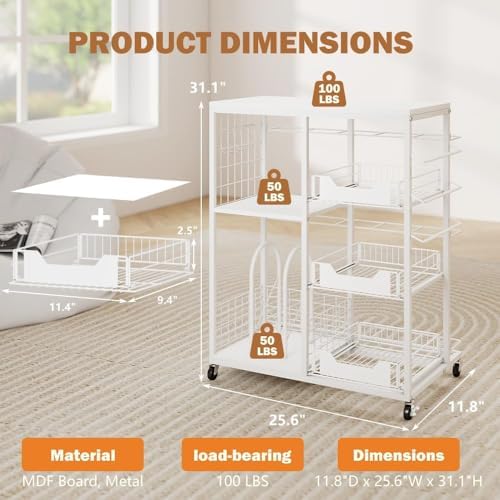 wrapping paper organizer storage with wheels, rolling gift shown in use