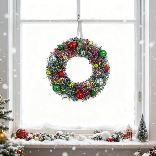 16" christmas wreath for front door, christmas decoration, front angle view