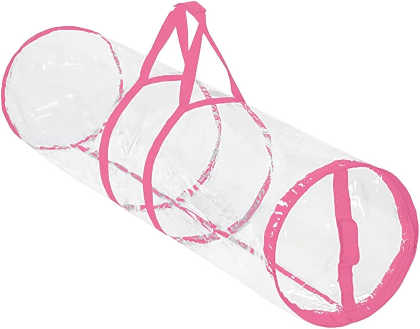 Fancyes Gift Wrap Organizer with Handle, Wrapping Paper Holder, 32" Clear PVC Storage Box, Large Capacity Gift Wrap Storage Containers, Underbed Storage for Holiday Decorations, Pink