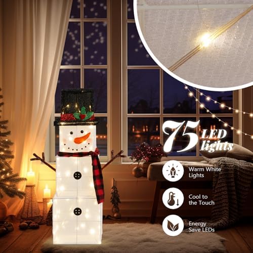 vingli 3ft lighted snowman christmas yard decorations, prelit shown in use